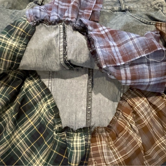 Plaid Patchwork Denim Skirt - Picture 13 of 16